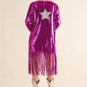 Buckle Purple Sequin Fringe Jacket